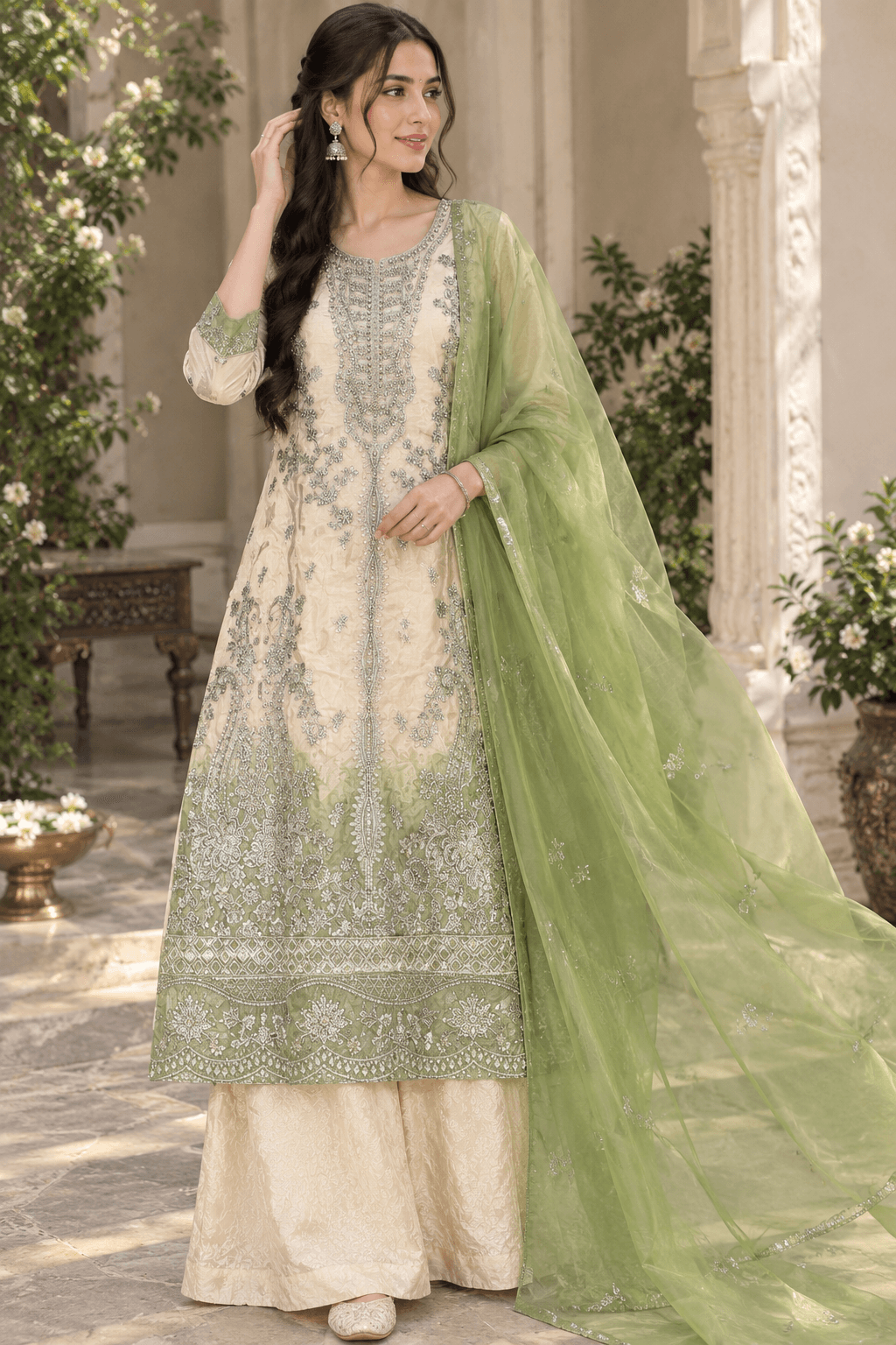 Pure Chinnon Crape Three-Piece Suit