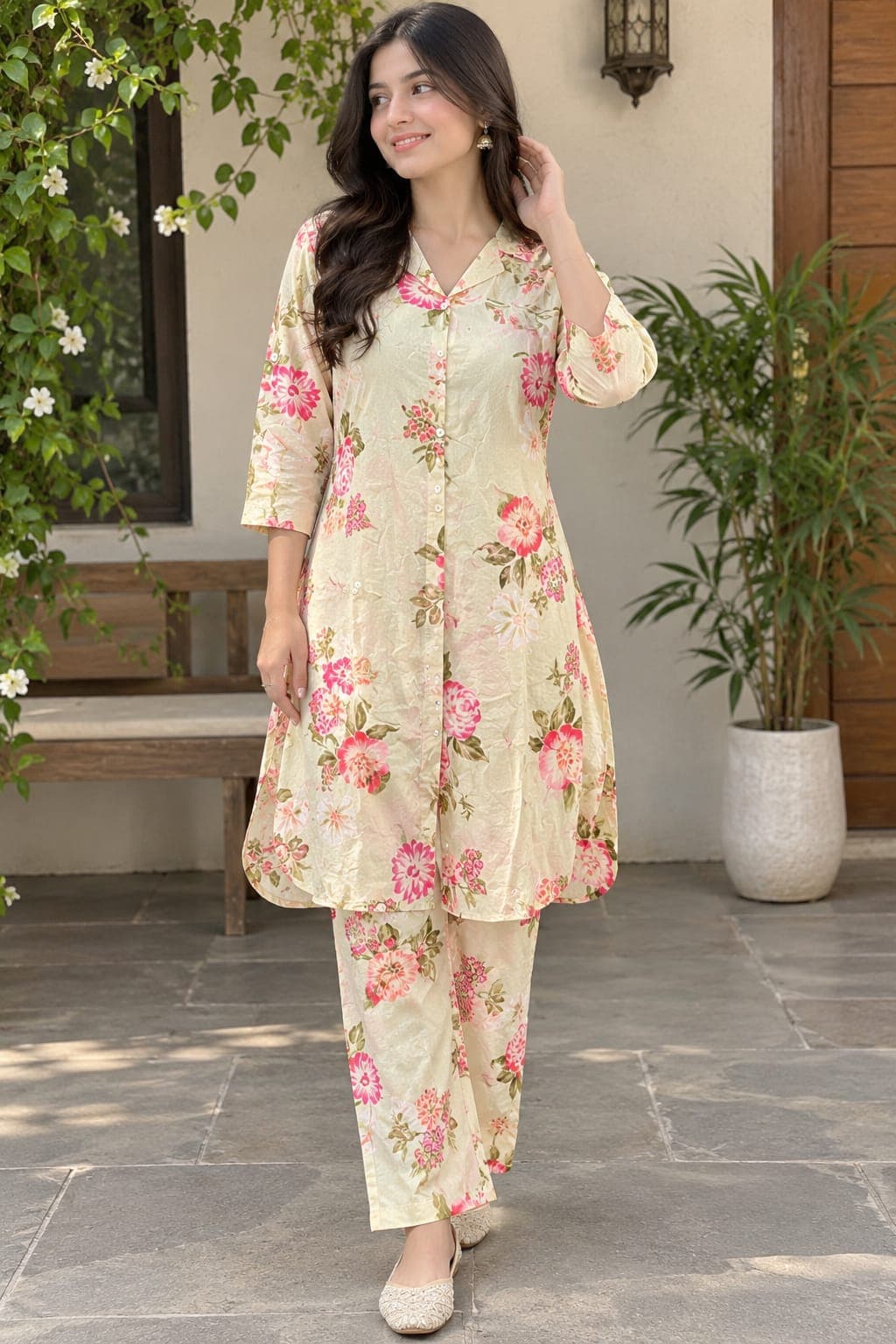 Pure Crape Fabric Two-Piece Suit