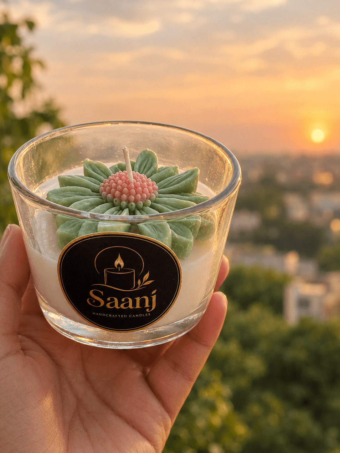 🌼 Daisy Flower Candle – Saanj