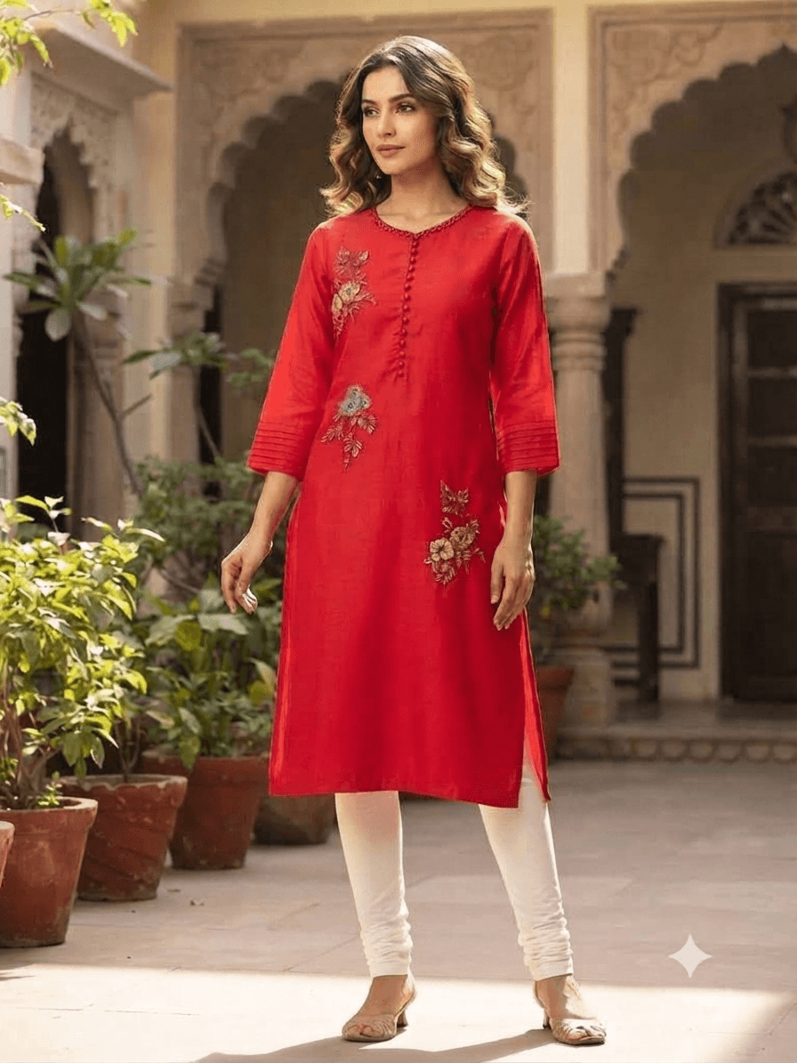 Slub Cotton Straight Kurti