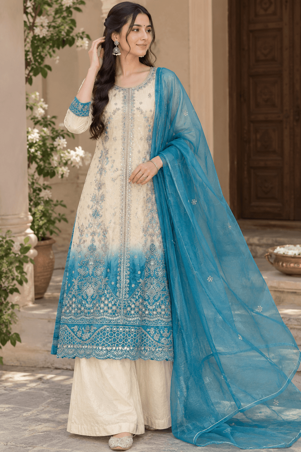 Pure Chinnon Crape Three-Piece Suit